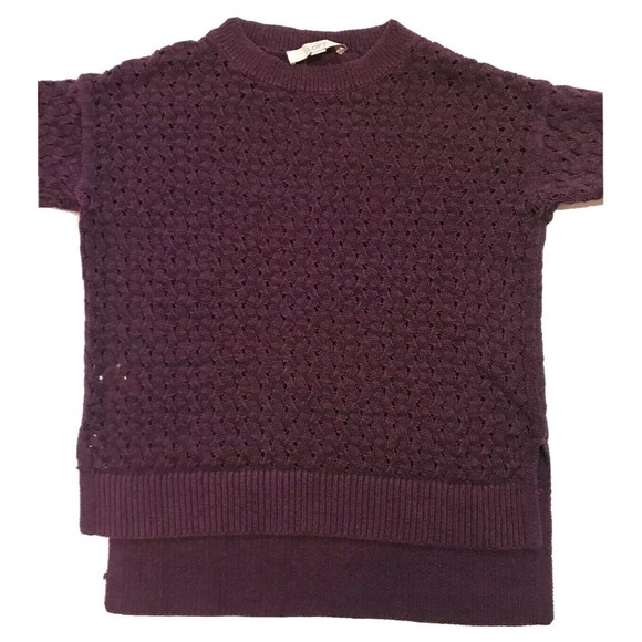 Ann Taylor LOFT Long Sleeve Pullover Knit Sweater Hi Low Hem Burgundy Small S - Picture 2 of 12